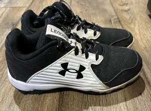 Boys Under Armour 4Y Leadoff Baseball Cleats Black White - Picture 1 of 4