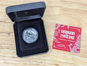 Australia 2017 1 oz Silver Dragon & Phoenix moneda de $1 prueba certificado de autenticidad caja solamente - Imagen 1 de 18