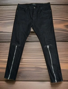 AMIRI Black Denim Jeans Half Zip Leg Distressed Cashmere Rib Stretch 38 (36x30) - Bild 1 von 21