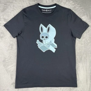 Psycho Bunny T Shirt Men 5 Medium Blue Skull Crossbone Big Logo Bold Edgy 3D - Picture 1 of 11