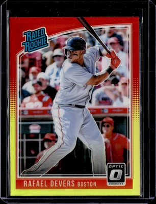 2018 Panini Donruss Optic Rated Rookie Rafael Devers vermelho amarelo Prizm RC - Imagem 1 de 2