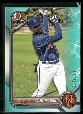 2022 Bowman Draft #BD-52 Simon Juan Aqua #/199 - Image 1 of 2