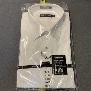 Kirkland Signature Long Sleeve Button Down White Dress Shirt 18/36 Non-Iron NWT - Picture 1 of 7