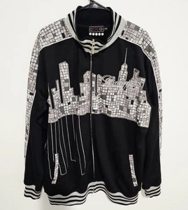 Vintage Coogi NYC Skyline Trainingsjacke Herren 3XL schwarz silber Applikation Grafik Empire - Bild 1 von 11