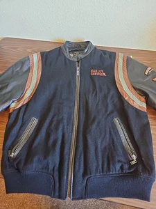 Giacca Harley Davidson pelle/lana vintage Varsity Letterman full zip uomo grande - Foto 1 di 13