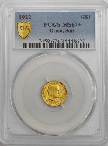 1922 $ Gold Grant Dollar with Star MS67+ PCGS Secure 946251-23 Cover