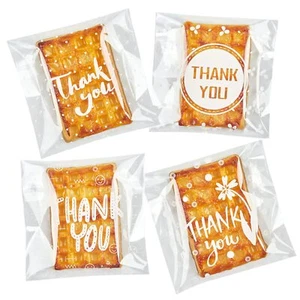 100 Pack 4x4 Inch Thank You Cellophane Cookie Bags for Packaging Party Favor - Picture 1 of 6