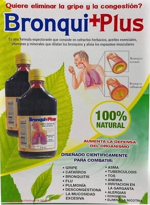 Jarabe de hierbas para la tos y la congestión Bronqui Plus de 4 oz 100 % alivio bronquial natural Foto 1 de 3