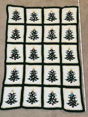 Árbol de Navidad Botón Adornos Vacaciones Afgano Hecho a Mano Crochet Manta/Tiro 3D Foto 1 de 4