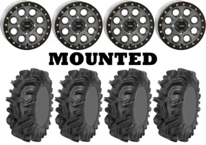 Kit 4 Sedona Mudder Inlaw Tires 30x10-14 on System 3 SB-7 Beadlock Gray FXT - Picture 1 of 5