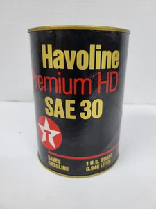 NOS Unopened - Texaco Havoline Premium HD Motor Oil 1 U.S. Quart Cardboard Can - Picture 1 of 3