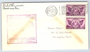1938 Amarillo, Texas National Airmail Week Cover Cachet Vernon Pfluger CV161 - Picture 1 of 2