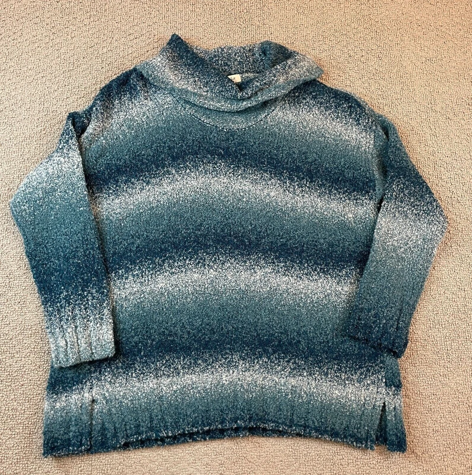 Suéter Style & CO Para Mujer Talla 1X Cuello Capucha Azul Teal Rayas Nuevo con Etiquetas $69.50 Foto 1 de 4