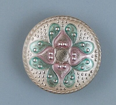 LARGE HAND PAINTED CZECH GLASS BUTTON - Image 1 of 4