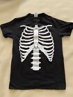 Adult Women Scary Skeleton Ribcage Halloween Costume Black T-shirt Tee. Size S