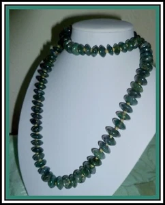 VINTAGE ANTIQUE MAGNIFICENT MOSS AGATE KNOTTED LONG NECKLACE - BARREL CLASP - Picture 1 of 1