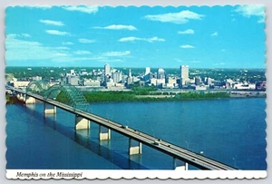 Tennessee Memphis Aerial View Mississippi Vintage Postcard Continental - Picture 1 of 2