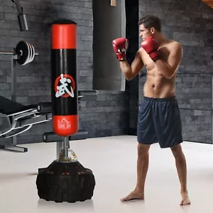 HOMCOM Standboxsack Erwachsene Freistehender Boxtrainingsgerät Schwarz+Rot - Bild 1 von 9