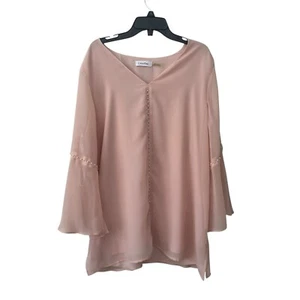 Blusa Calvin Klein talla 14 Top mangas campana pastel perla coqueta cottagecore - Imagen 1 de 14