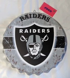 Las Vegas Raiders Bottle Cap Wall Sign Distressed Room Bar Decor Metal 13.5" NEW - Picture 1 of 3