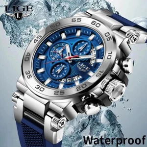 LIGE Men Military Watch Waterproof Luminous Date Quartz Sport Wristwatch Gift - Picture 1 of 8