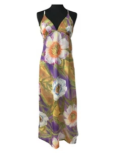 PARAH Strandkleid Frau Fantasie Blumen Lang Made IN Italy - Bild 1 von 5