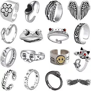 Bohemian Snake Rings Set Open Stacking Jewelry for Women Men Girls Pack of 16 - Picture 1 of 6