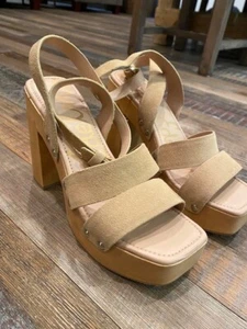 Sam Edelman Rosalind Nude Damen Plateau Sandalen Blockabsatz Riemchen Pumps - Bild 1 von 8
