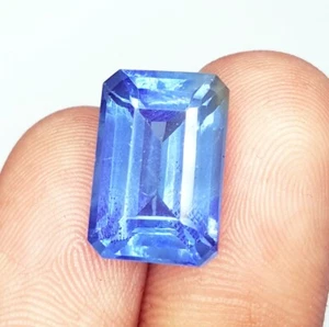 Loose Gemstone 10.32 Ct Natural Blue Sapphire Certified Emerald Cut AAA+ Quality - Picture 1 of 10