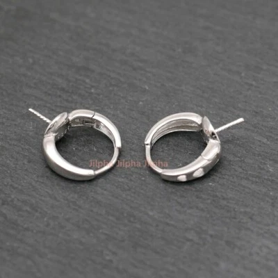 Hinged Hoop Earrings With Pearl Cup Pin Findings Sterling Silver 925 A5430 - Image 1 of 4