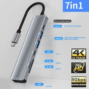 7 In 1 Multiport USB-C Hub Type C To USB 3.0 4K HDMI Adapter For MacBook Pro/Air - Imagen 1 de 17