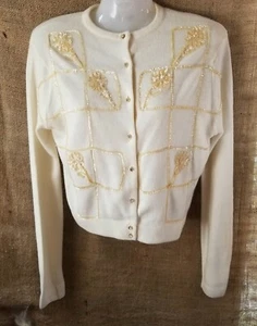 Rosanna Strickjacke Pullover Ivory Sequence Blumen 100% Super Turbo Orlon Damen PS - Bild 1 von 23