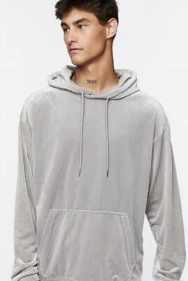 Forever 21 Hombre Gris Claro Terciopelo Pullover Cordón Sudadera con Capucha Talla XXL USADO EN EXCELENTE ESTADO Foto 1 de 4
