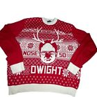 The Office Dwight Schrute Rudolph Red Nose soDwight Ugly Christmas Sweater 2XL