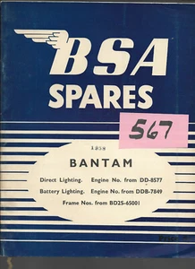 BSA 1958 Batam D1 125cc , D3 Parts Catalogue #567 - Foto 1 di 1
