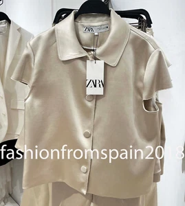 ZARA NEW WOMAN ZW COLLECTION HEAVY SATIN JACKET CREAM XS-XL 2242/031
