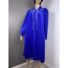 Vintage New? JCPenney Womens Size Large Robe House Coat Blue Velour Zip Front