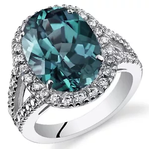 8.50 Carats Simulated Alexandrite Engagement Ring Sterling Silver Sizes 5 to 9 - Picture 1 of 3