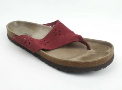 Sandalias de tanga LL Bean a base de corcho borgoña de gamuza para mujer talla 9 usadas en excelente estado Foto 1 de 4