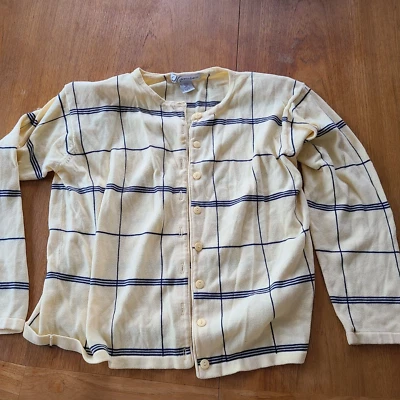 Dress Barn Pale Yellow with Navy windowpane pattern cardigan size 1X - Image 1 of 4