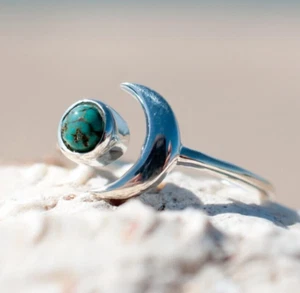 Nishapur Feroza, Türkis Stein Ring, Unisex Ring, Mondstern Design Ring für Sie - Bild 1 von 4