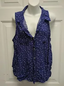 Just Living Shirt Women's Large Sleeveless Button Down Collared flowered pattern - Picture 1 of 3