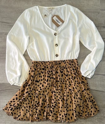 Mainstrip Wild Living Bubble Sleeve Dot Romper Cheetah Print Size Small NWT - Image 1 of 4