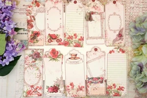 Paper tags pack | printed paper tags - flower dolls floral embellishments - gift - Picture 1 of 8
