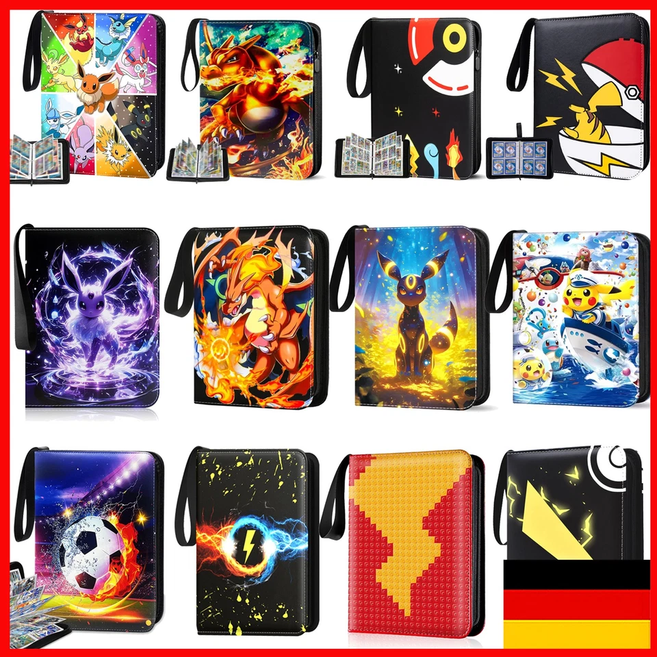 MARKENLOS XXL Sammelalbum für 400/900 Pokemon Karten Sammelmappe Ordner Heft 50/55 Seiten