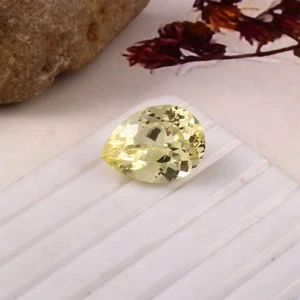 AAA+ Natural Flawless Ceylon Yellow Sapphire Loose Pear Gemstone Cut 7.85 Ct - Picture 1 of 5