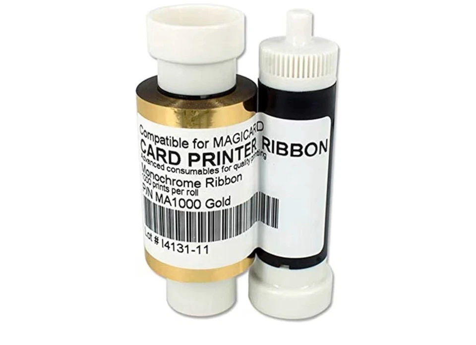 MA1000K Ribbon Gold for Magicard Pronto Enduro3E Rio Pro Card Printer-1000Prints - Image 1 of 3