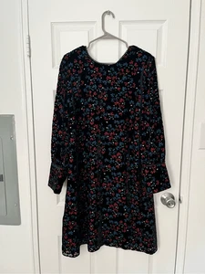 Vestido Draper James 2X Mujer Negro y Rojo Terciopelo Manga Larga Vacaciones Invierno - Imagen 1 de 6