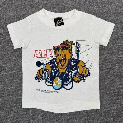 Camiseta De Colección Alf Biker Niños 6/8 Blanca Moto Película Alien Productions Años 80 Foto 1 de 4