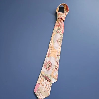 Ручной работы галстук пасхальный выпускной розовый светло-оранжевый коралл светло-коричневый - Изображение 1 из 4